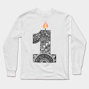 Zentangle 1st Birthday Candle Long Sleeve T-Shirt